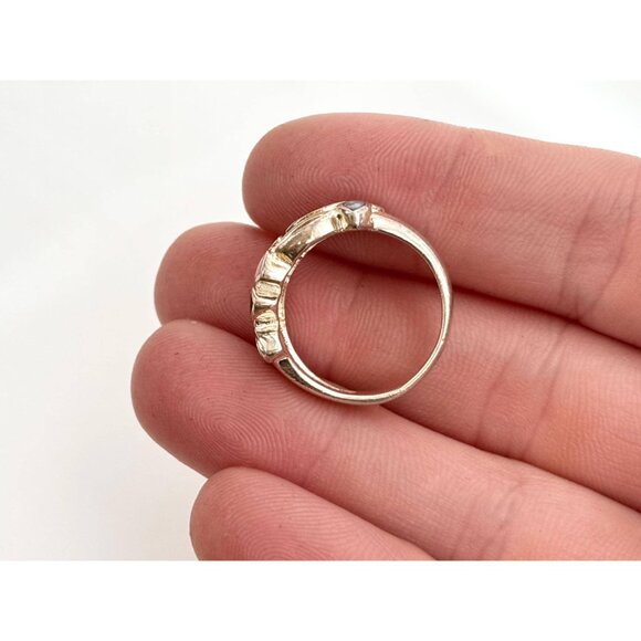 Multi Gemstone Abalone, MOP & Black Onyx 925 Sterling Vintage Ring - sz 6 - Picture 10 of 12